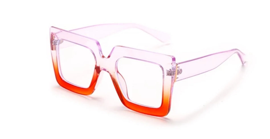 Colorful Square Glasses Clear Lens