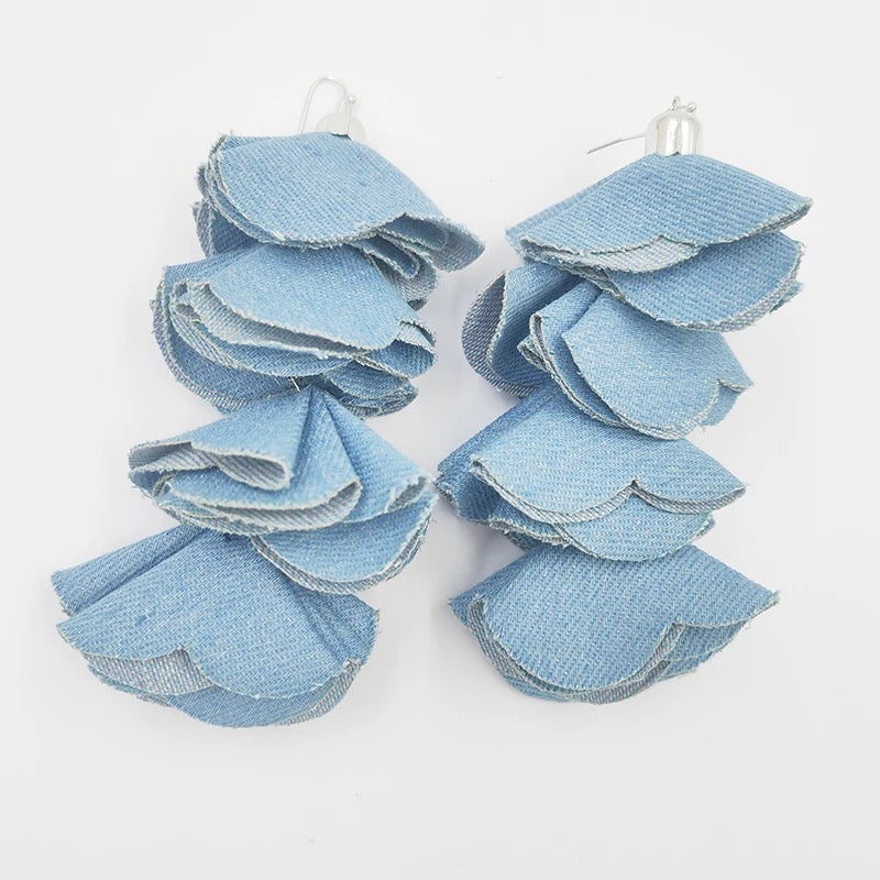 Flower Denim Earrings