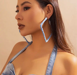 Denim Geometric Hoops