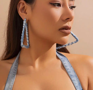 Denim Geometric Hoops