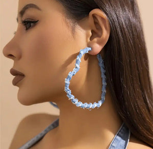 Denim Geometric Hoops