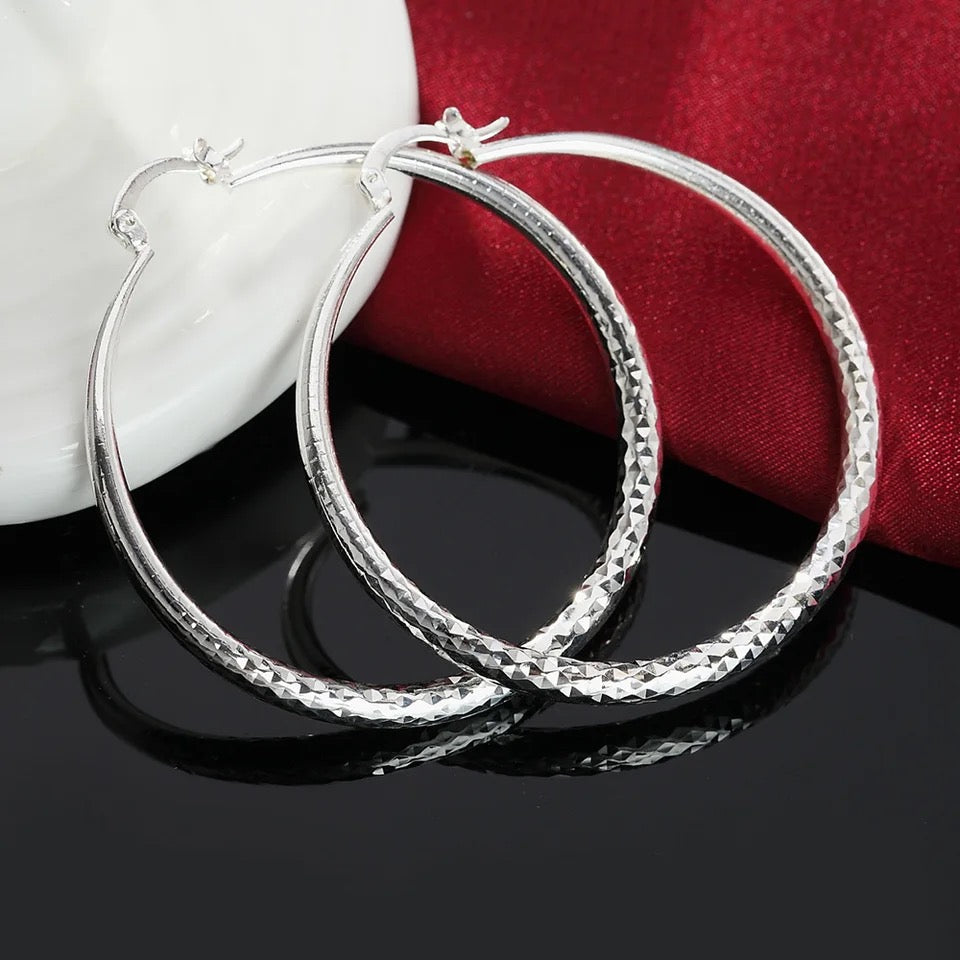 925 Sterling Round Silver Hoops