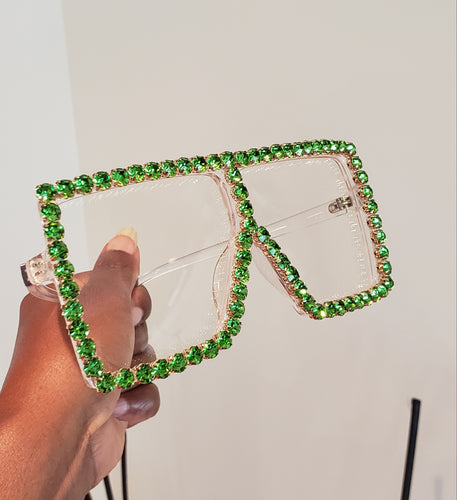 Kelly Clear Oversized Rhinestone Glasses