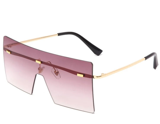 Rimless Oversized Goggle Sunglasses