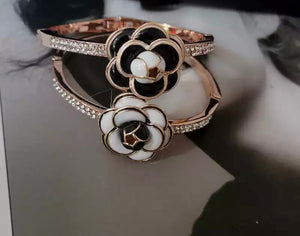 Classic Design Elegant Camellia Crystal Bangles