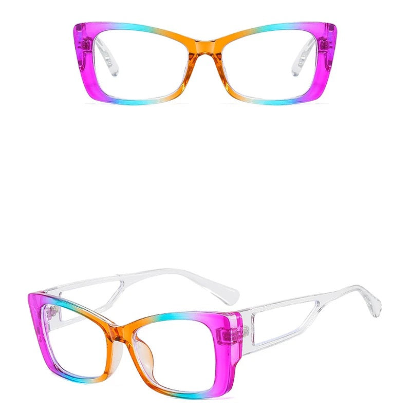 Retro Rainbow Clear Glasses