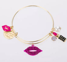 Load image into Gallery viewer, Chain Pearls Bracelets &amp; Rhinestone Red Lips