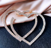 Load image into Gallery viewer, Big Heart Crystal Hoops