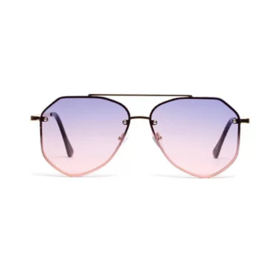 Metal Vintage Mirror Polygonal Oversize Sunglasses