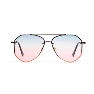 Metal Vintage Mirror Polygonal Oversize Sunglasses